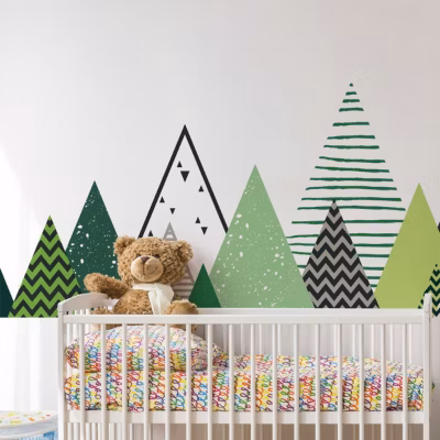 Stickers muraux enfants – Décoration chambre bébé – Autocollant Sticker mural géant enfant montagnes scandinaves DARKA – 50x85cm