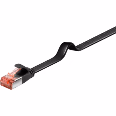 Câble RJ45 Cat6 15m non Blindé plat Noir GOOBAY