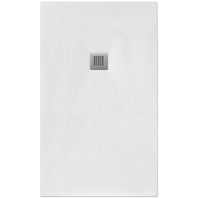 Receveur de Douche 80X80 cm Ligne Vulcano Fin Blanc en Résine Synthétique et Poudre de Marbre Avec Drain Libre FRASCIO