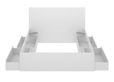 Ensemble de tête de lit 140X190 cm avec 4 tiroirs + 2 tables de chevet coloris blanc – L.246 x P.195 x H.100 cm