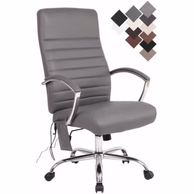 Chaise de Bureau CLP Valais Gris Similicuir pivotante hauteur réglable