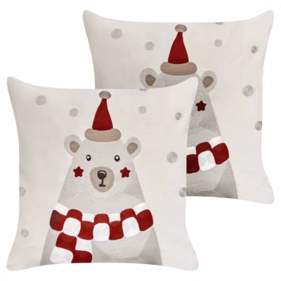 Lot de 2 coussins décoratifs JELLIES Velours 45 x 45 cm Blanc cassé