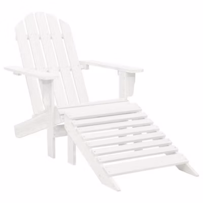 vidaXL Chaise de jardin avec pouf Bois Blanc 40859