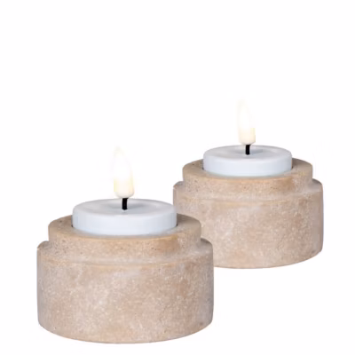 Bougeoir Tealight, Marron, Travertin, 7x7x4,5 cm, Seven Design