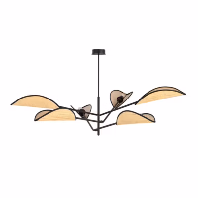 Plafonnier VENE 6 BLACK/RATTAN, Emibig Lighting, Fabriqué en EU
