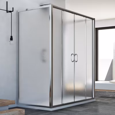 Cabine douche à trois côtés 75x150x75 CM H185 granité modèle Replay Trio avec 2 portillons