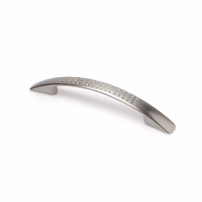 Manche en Zamak finition nickel satiné, dimensions: 162x16x27mm et inserts: 128mm-