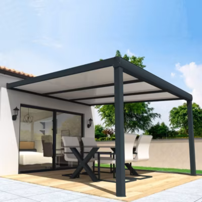 Pergola isotoit CLASSIC Gris anthracite 3,74×4,00m (Kit LED 3 cotés)