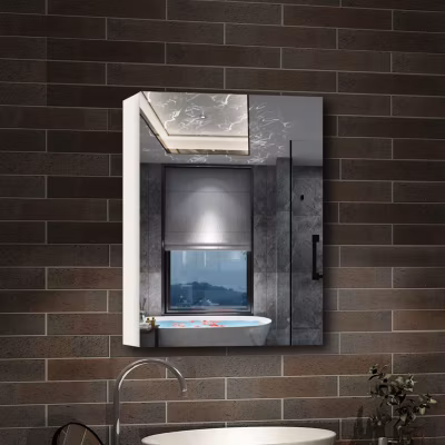 Armoire de Toilette Mural avec Miroir et Rangement – Moderne, Blanc, 50×70 cm, AICA Sanitaire