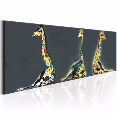 Tableau Colourful Giraffes 120×40 cm