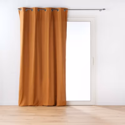 Rideau en poly-coton recyclé (135×260 cm – Marron Clair)