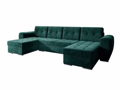 Canapé d&rsquo;angle Arvada 117, Vert, Fonction de couchage, 326x157x86cm