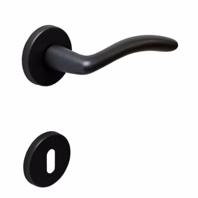 Poignée de porte intérieure sur rosaceLaiton noir satiné mat Avec ressort de rappel Hardwarexchange