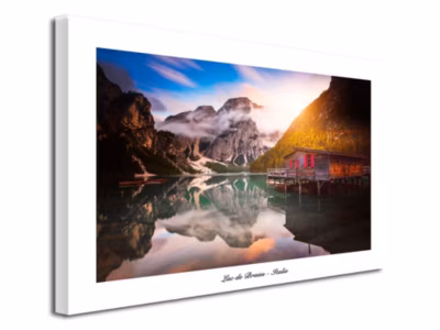 DECLINA, Tableau toile imprimée, Tableau toile Lac de Braies Italie, 100×60 cm