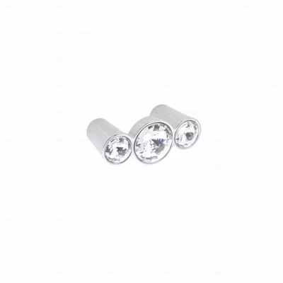 Boutons pour meubles en zamac et cristal Entraxe 32 chrome poli