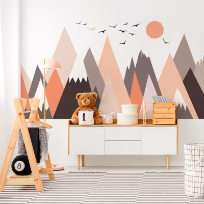Stickers enfant montagnes scandinaves fransika 100 x 150 cm