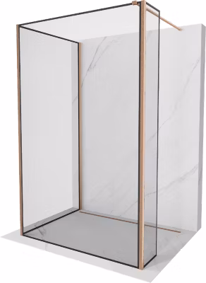 Mexen Kioto paroi de douche Walk-in 110 x 110 x 30 cm, cadre noir, cuivre brossé – 800-110-110-221-65-70-030