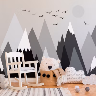Stickers enfant montagnes scandinaves rebeka 90 x 135 cm