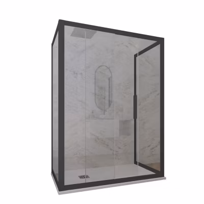 Cabine parois de douche 3 côtés coulissantes 80x140x80 cm H 200 en PVC Anthracite Verre Transparent mod. Deco Trio