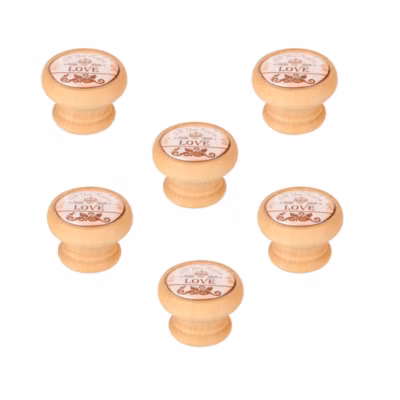 6 Un. bouton poignées de meuble Vintage Retro bois colorant naturel – diamètre 40MM