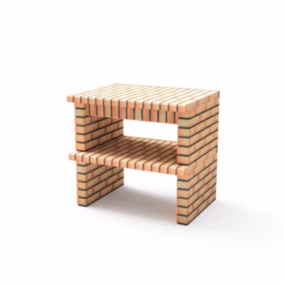 MOVELAR – Module Luxor pour Barbecue en Béton Préfabriqué (Gris, orange – 94 x 70 x 70 cm) – Usage Extérieur