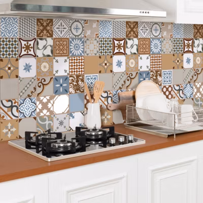 Sticker Mural Carrelage adhésif Cuisine Salle de Bain – 24 STICKERS CARRELAGES AZULEJOS YERKO – 24stickers15x15cm
