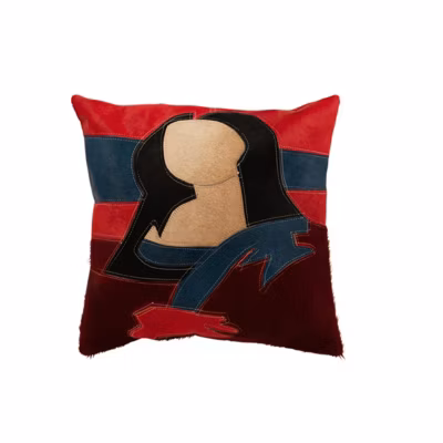 Coussin carré avec motif en cuir noir et doré 45x45cm