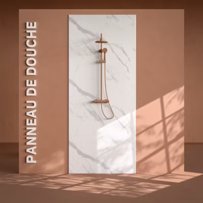 Panneau Douche PVC Marbre Calacatta – L. 240 x l. 100 x ép. 1 cm