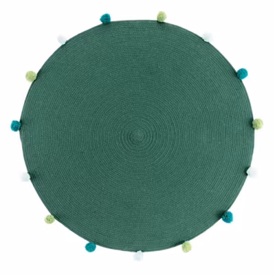 Tapis Rond Enfant « Pompomparty » 90cm Vert