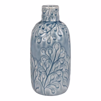 Vase Décoratif Poppy, Bleu, Grès, 12x12x26 cm, Seven Design