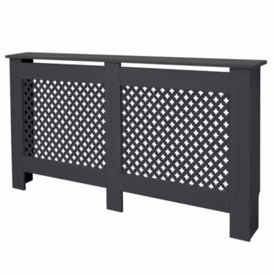 Cache-radiateur ECD Germany 152x19x82 cm anthracite à lattes croisées avec étagère en bois MDF