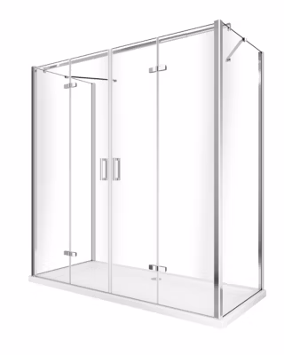 Douche avec ouverture vers l&rsquo;intérieur pliante et 2 parois fixes latérales – 65-67,5 Fixes x Porte 168,5-172