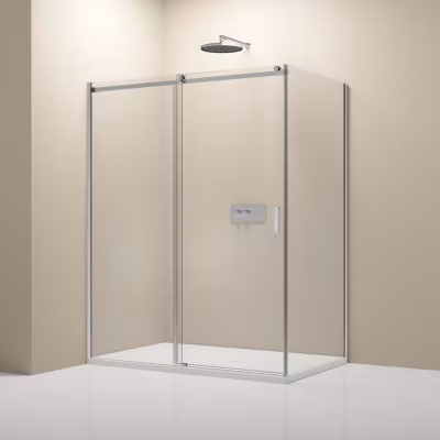 Cabine de douche d&rsquo;angle, verre clair 6mm, porte coulissante – NT806 FLEX 130x100x195cm