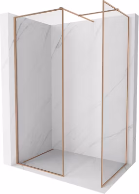 Mexen Kioto-F Paroi de douche Walk-in avec cadre 140 x 75 cm, transparent 8 mm, cuivre brossé – 800-140-202-04-65-075