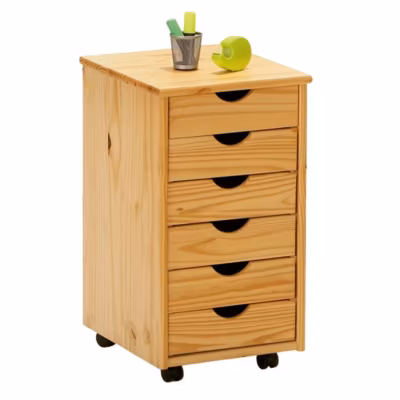 Caisson de Bureau 6 Tiroirs « School » 65cm Naturel