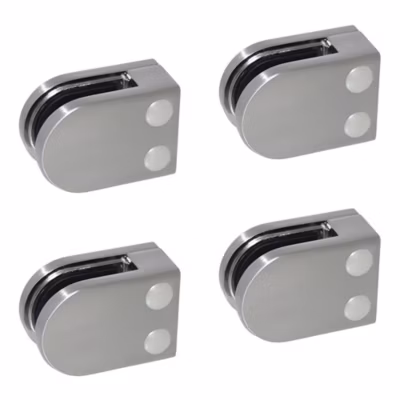 4 x Pince à verre plate modèle 02 – Ep. verre 10 mm – Inox 304 brossé GR320