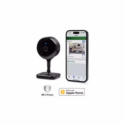 Caméra de surveillance Eve interieure securisee, confidentialite absolue, HomeKit Secure Video, Notifications sur iPhone iPad