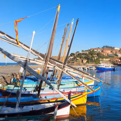 Tableau sur toile port de collioure 30×30 cm Fabriqué en France