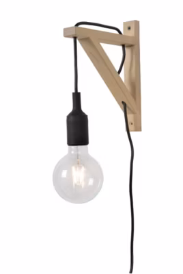 Applique murale FIX en bois avec 1xE27 – Noir – Lucide