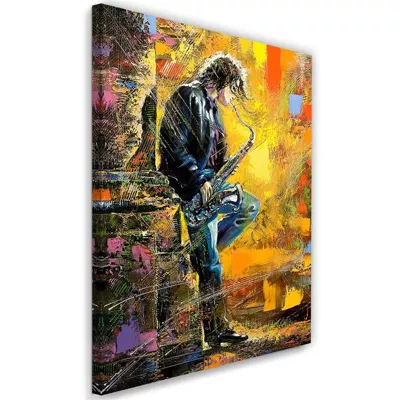 Tableau décoratif, Musicien avec saxophone Multicolore 60×90 cm