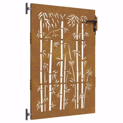 Portail de jardin 85×150 cm acier corten design de bambou vidaXL