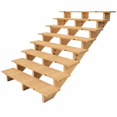 BERLIN Escalier extérieur bois 8 marches H 139cm L-140cm – sans contre marche