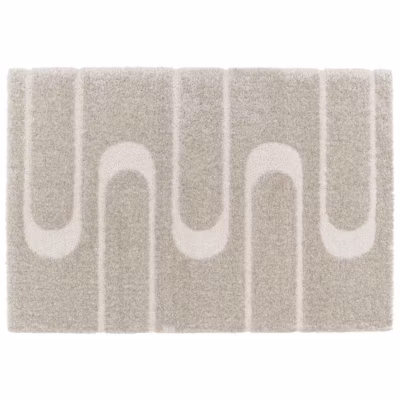 Tapis rectangulaire à poils longs motif géométrique taupe 120 x 170 cm  Oviala