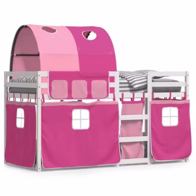 Cadre de lit, Lit superposé sans matelas rose 75×190 cm bois de pin massif