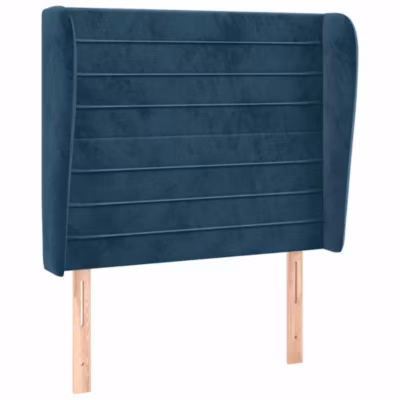 3118136 vidaXL Tête de lit avec oreilles Bleu foncé 93x23x118-128 cm Velours