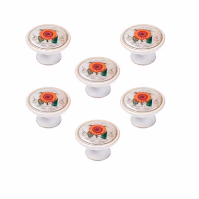 6 Un. bouton poignées de meuble Vintage Retro métal bronze patine blanc lavande provence – diamètre  37MM
