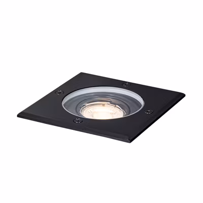 Spot encastré de sol extérieur noir carré orientable IP65 – Delux