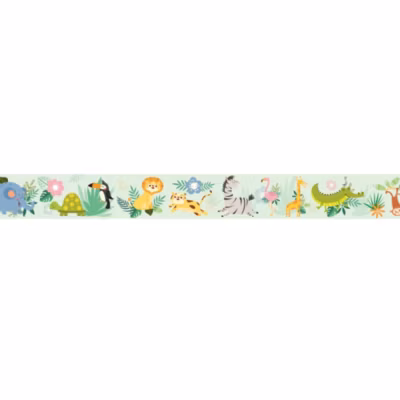 Frise décorative adhésive, animaux de la jungle, enfant, 9 cm X 300 cm